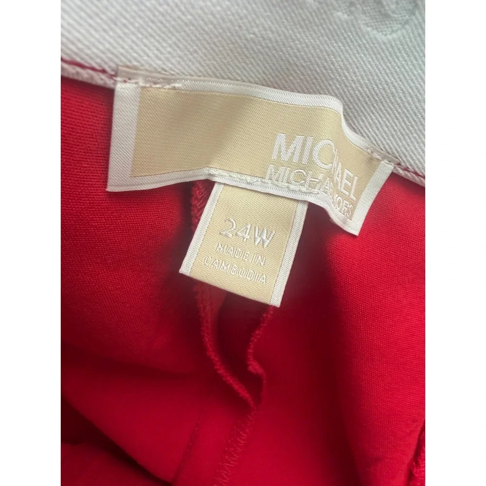 Michael Kors Samantha Red Ankle Pants Plus Size‎ 24W Straight Leg Trousers